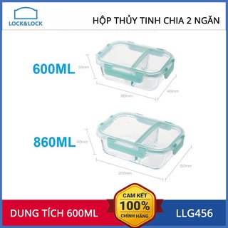 Hộp thủy tinh chia 2 ngăn Lock&Lock dung tích 600ml - 860ml