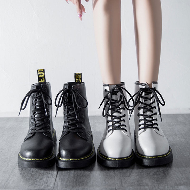 Giày Bốt Martin Da Đế Dày Cổ Thấp Kiểu Anh Cá Tính Cho Nữ
