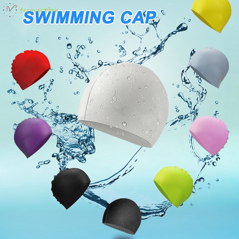#mũ# 1pcs Adult Swim Cap Silicone Swimming Pool Hat Plain Flat Matte Waterproof Ear Protection