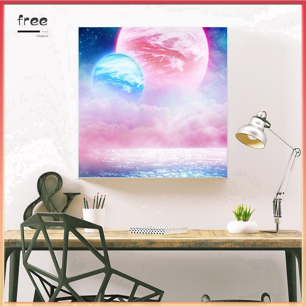 Tranh đính đá hình mặt trăng độc đáo 30x30cm DIY