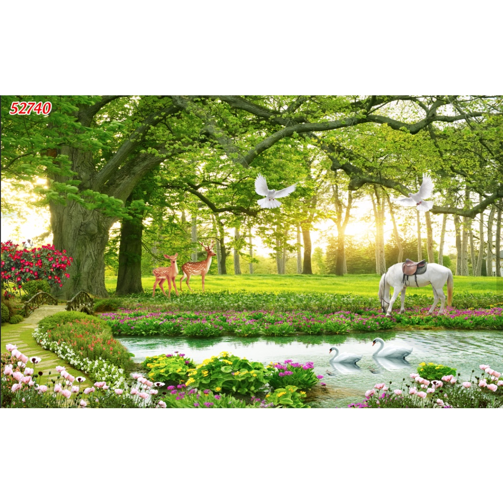 Tranh dán tường dòng suối thiên nhiên trong lành