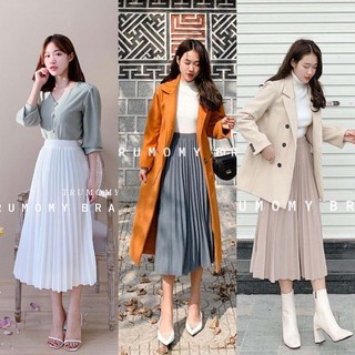 Chân váy xếp ly xòe dài  công sở Quảng Châu cạp cao thanh lịch quý phái không kèm đai- Trumomy