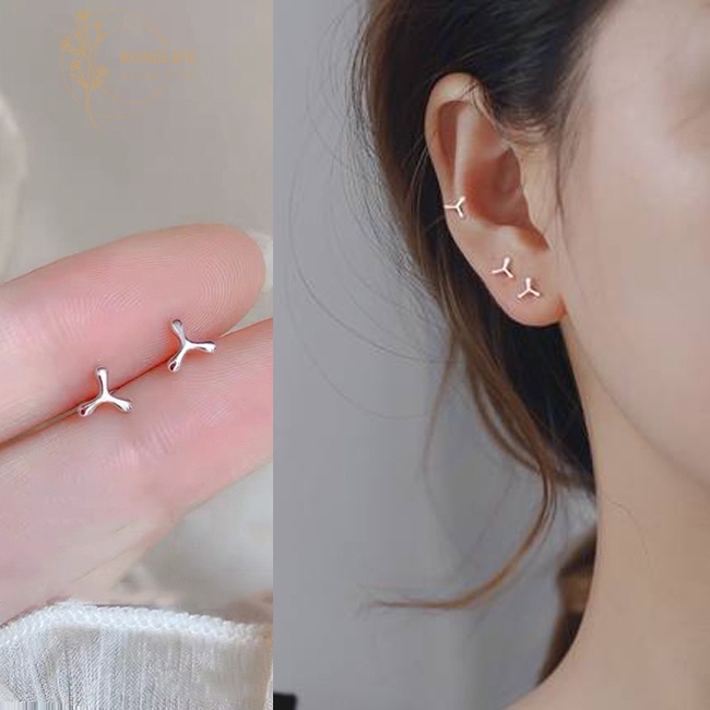 Đôi hoa tai bạc S925 hình cỏ may mắn chống dị ứng dành cho nữ