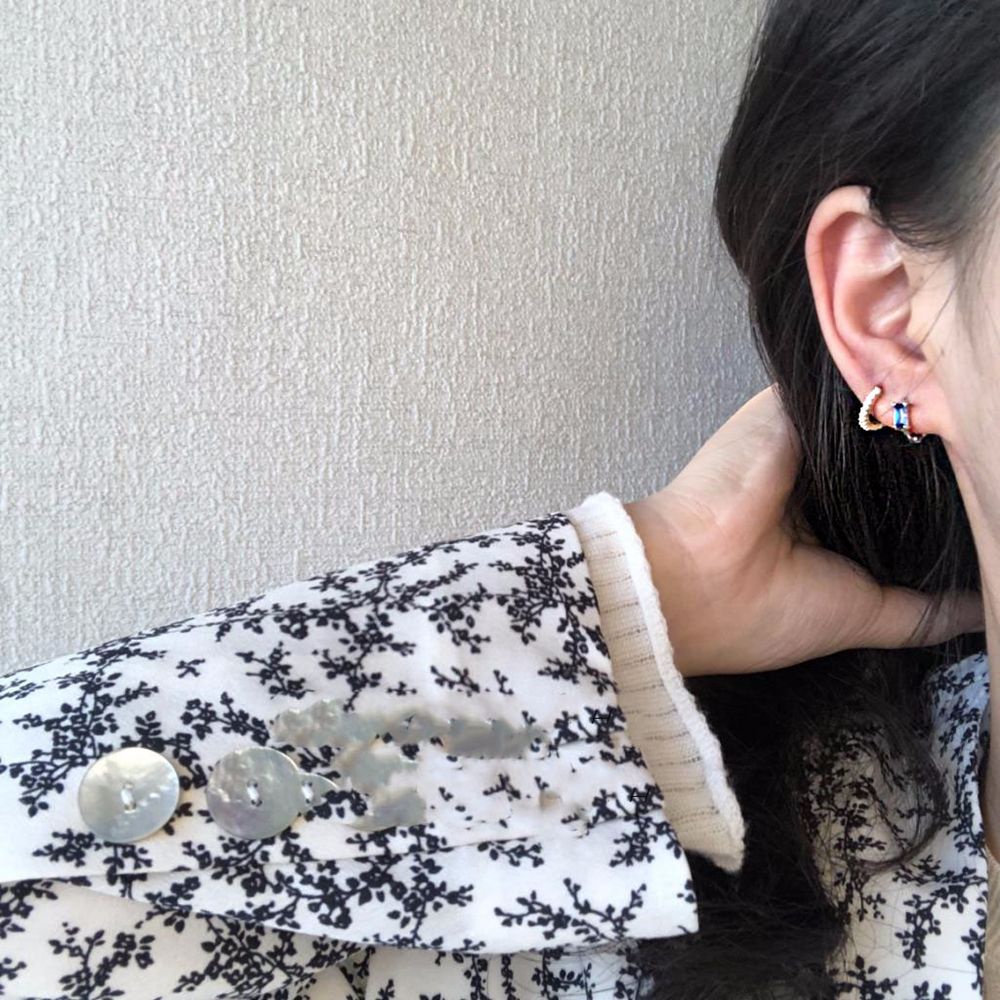 Bông tai dáng tròn đính đá zircon kiểu dáng thanh lịch phong cách Hàn Quốc cho nữ