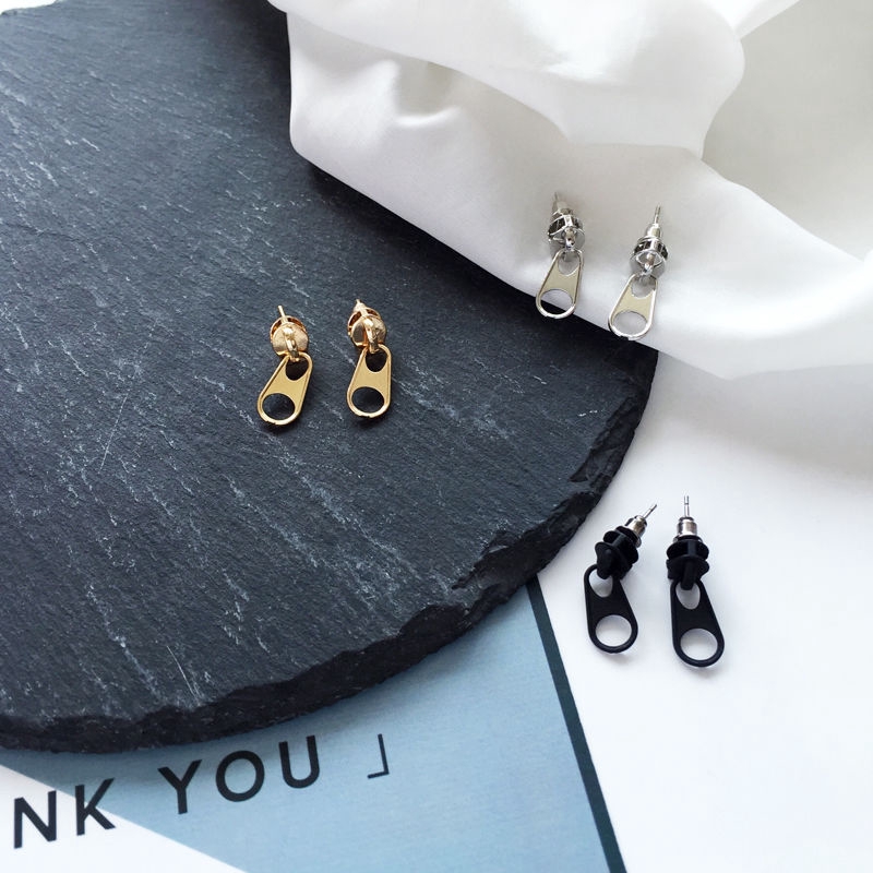 Bông tai phối kiểu khóa kéo độc đáo phong cách