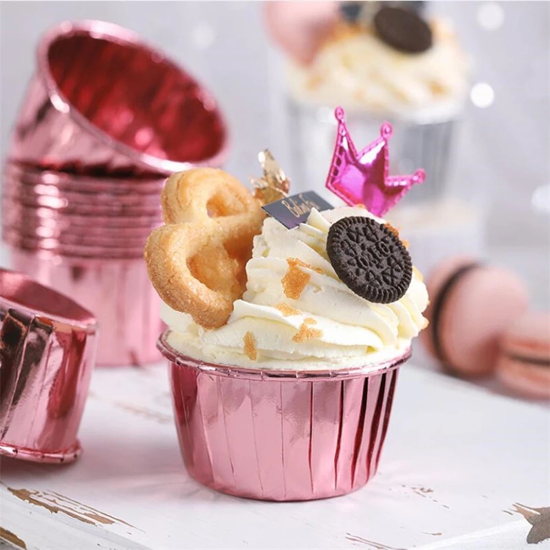 Set 50 Cốc Giấy Lá Nhôm Làm Bánh Cupcake/ Muffin