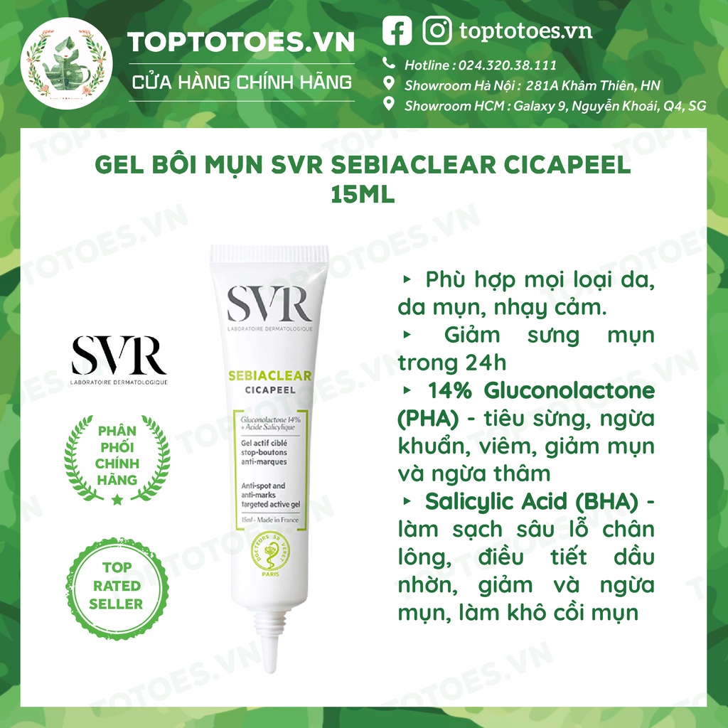 Gel bôi mụn SVR Sebiaclear Cicapeel 15ml [NHẬP KHẨU CHÍNH HÃNG 100%]