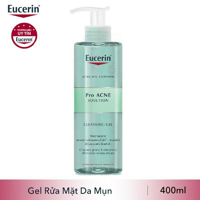 Eucerin Pro ACNE Solution Cleansing Gel: Gel Rửa Mặt Da Mụn (400 ml)