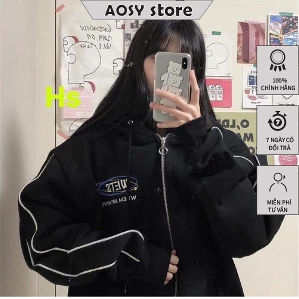 Áo khoác gió cross phản quang chất liệu kaki logo thêu AOSY STORE mã 120