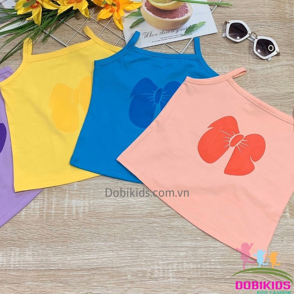 Áo 2 dây bé gái Dobikids thun cotton đẹp loại 1 co giãn mềm mát cho bé 9-25kg