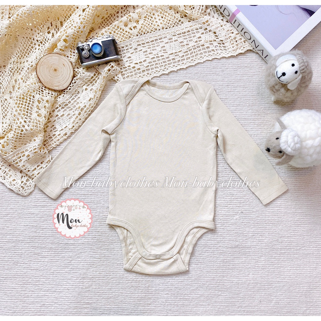 ÁO body chip dài tay H.M trơn mềm mịn cho bé trai bé gái