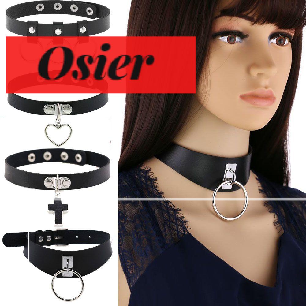 Vòng Cổ Choker Da PU Màu Đen Phong Cách Gothic Punk Có Thể Điều Chỉnh Hình Trái Tim Cho Nữ
