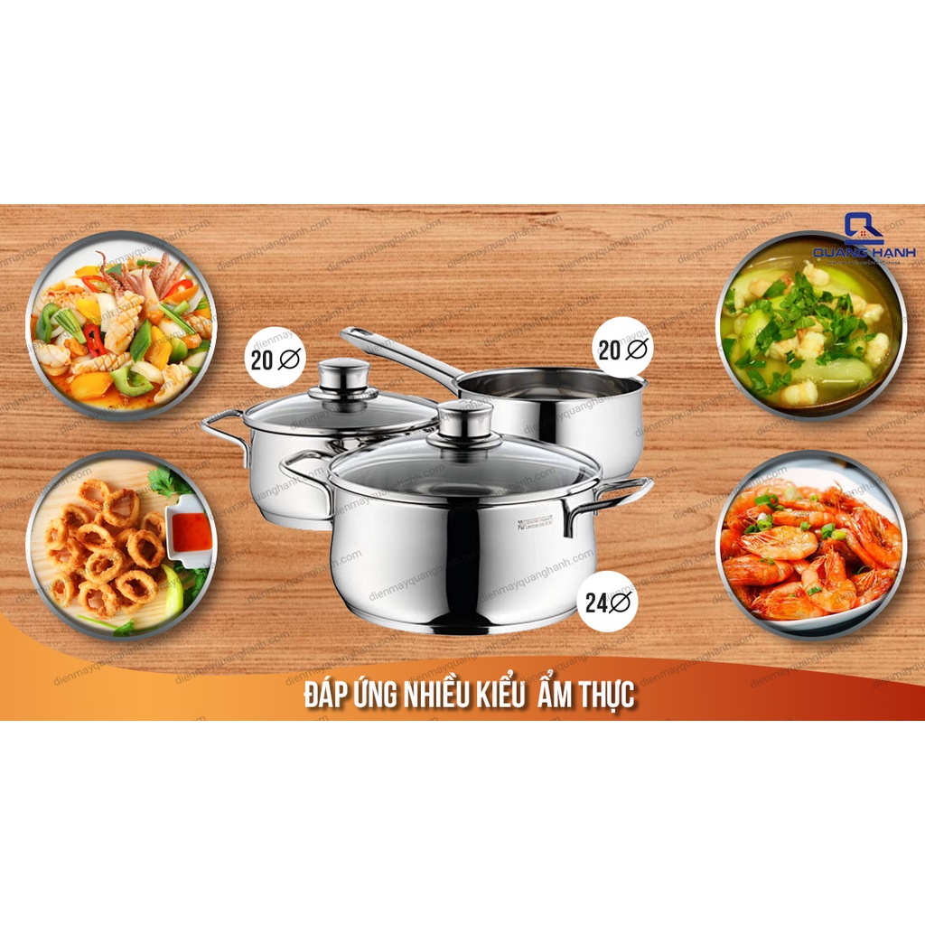 Bộ nồi WMF DIADEM PLUS 3 món 2 nồi 1 quánh 0730299990
