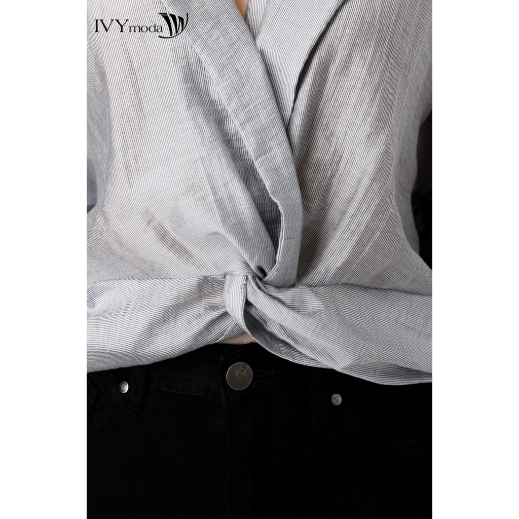 Áo sơ mi nữ xoắn nút IVY moda MS 16M7459