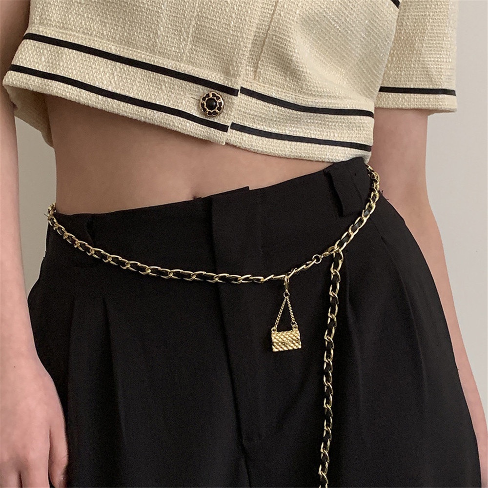 Thắt Lưng Dây Xích Kim Loại Mạ Vàng Độc Đáo Thời Trang