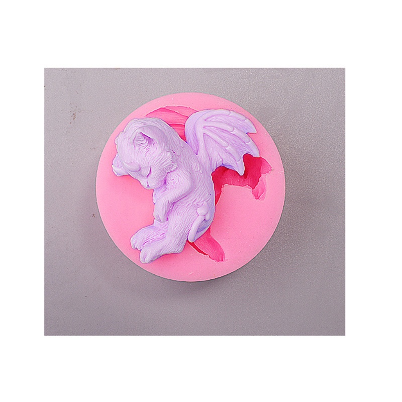 Khuôn Silicone Làm Nến Epoxy Resin DIY Hình Mèo Đang Ngủ Trang Trí Nhà Cửa