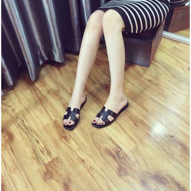 Dép Lê da nữ  chữ H trơn lót may viền chắc chắn, đôi dép Huyền thoại thời  trang truyền thống