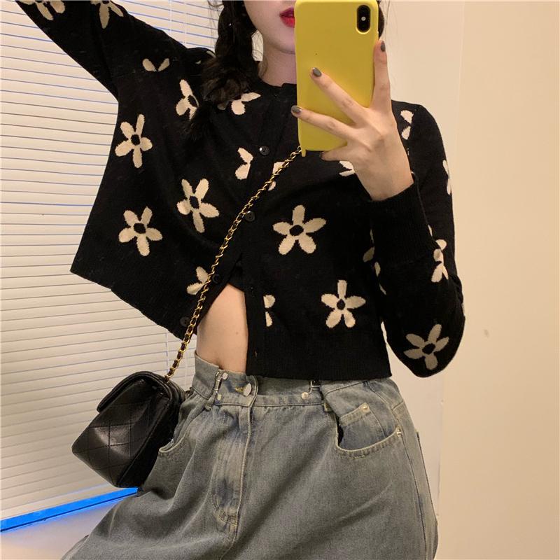 Áo Khoác Cardigan Dệt Kim Dáng Ngắn Thời Trang