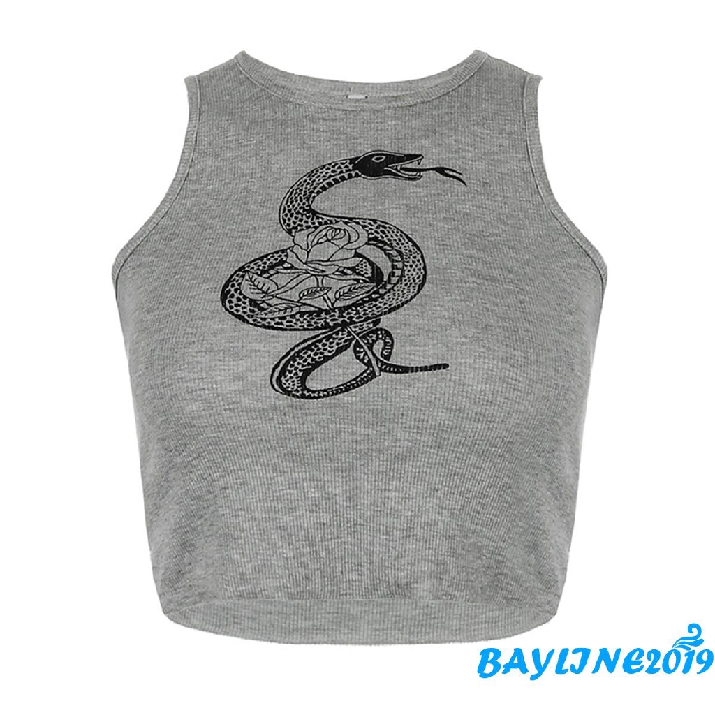 Áo Thun Nữ Không Tay Họa Tiết Da Rắn Thời Trang