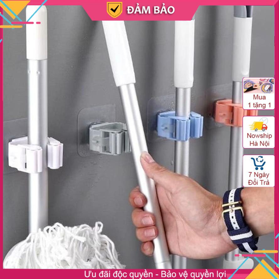 Móc kẹp chổi dán tường siêu chắc tiện dụng, Móc treo đồ nhà tắm và nhà bếp hiện đại nhỏ gọn đa năng