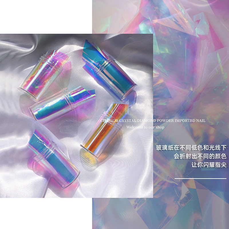 Giấy phản quang ẩn Gel tạo hiệu ứng ánh sáng siêu đẹp loại tốt dày, size 4*50cm