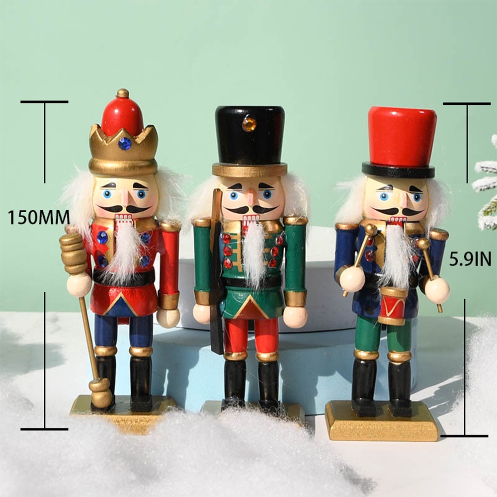 Set 3 Mô Hình Búp Bê Người Lính Bằng Gỗ 15Cm Trang Trí Nhà Cửa Nhân Dịp Năm Mới