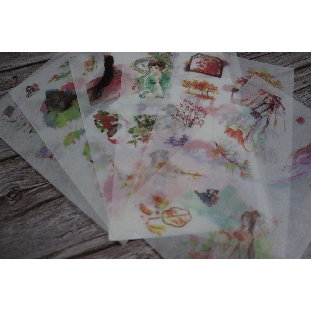Bộ 6 Tấm Sticker Giấy Trang Trí Cổ Trang Ver.6