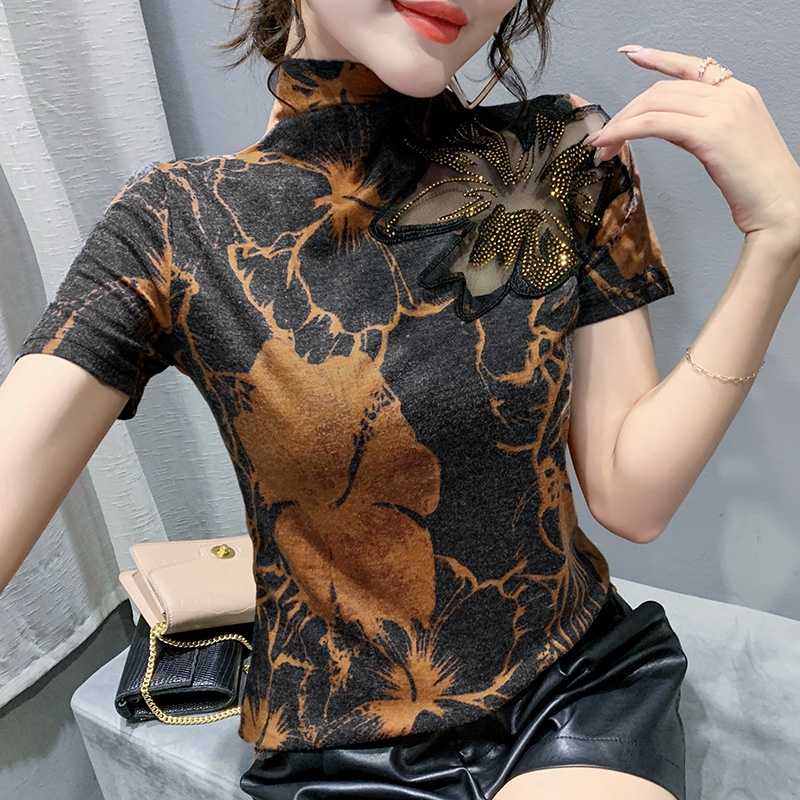 Áo lưới nữ áo thun tay ngắn nữ Đính Đá Thời Trang Cho Nữ