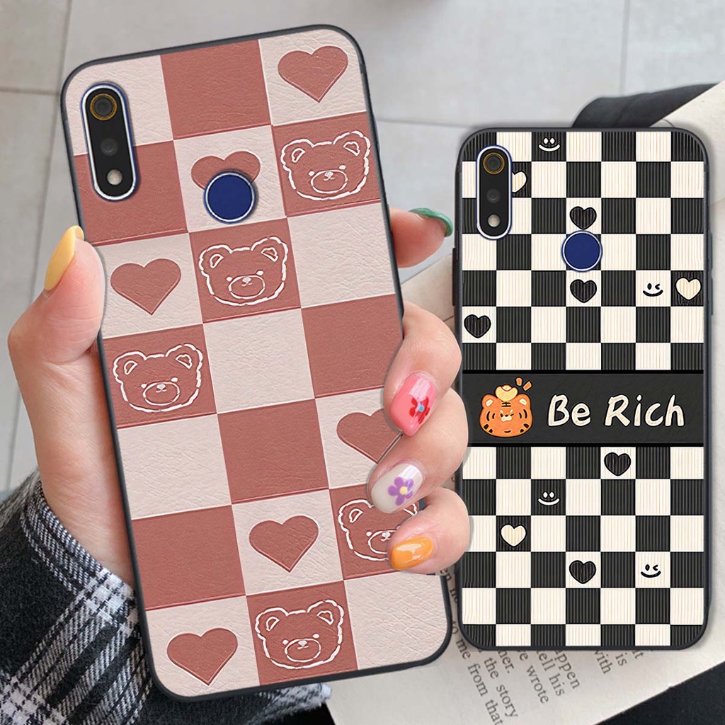 Ốp Realme 3 / 3 Pro gấu Bear rick caro vuông thời trang siêu đẹp