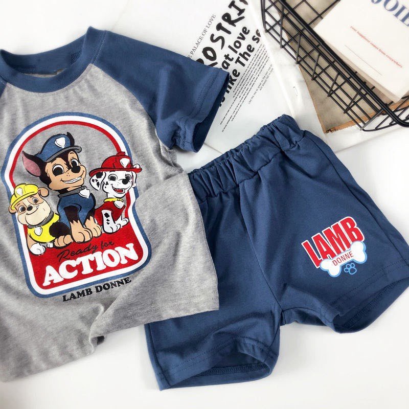 (8-18kg) Đồ bộ bé trai AM904 - bộ quần áo bé trai cộc tay chú chó cứu hộ TTR300