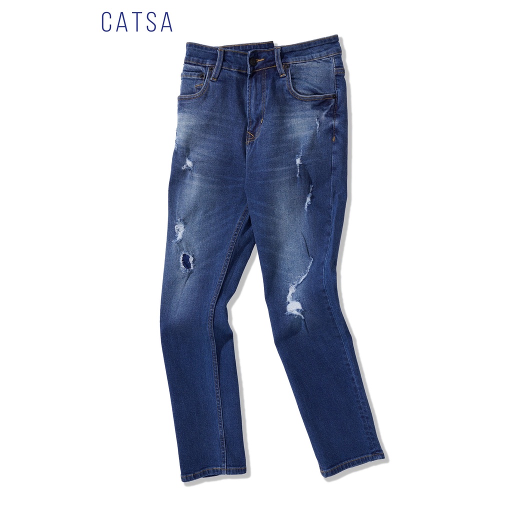 Quần jeans xanh đậm, chất vải cao cấp, co giãn nhẹ, thông số size chuẩn CATSA QDL113