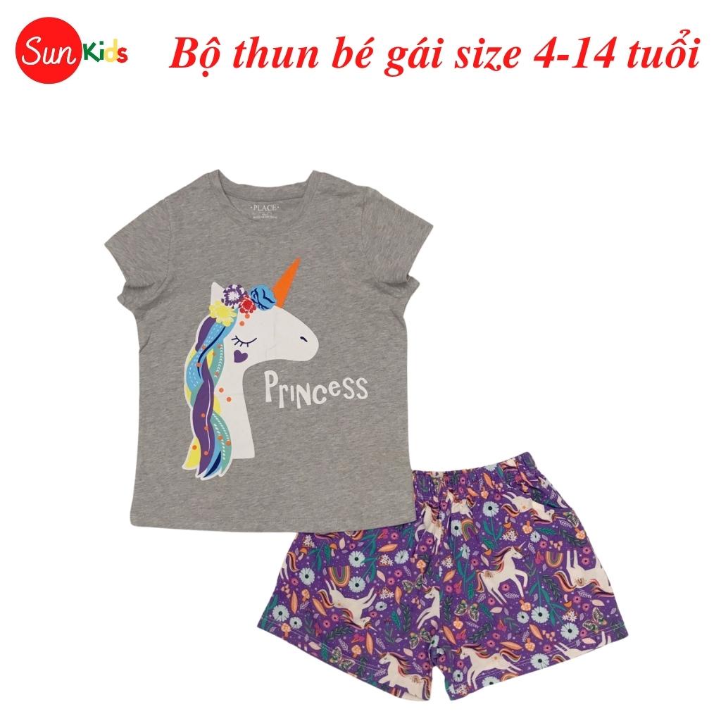 Đồ bộ thun bé gái, đồ bộ trẻ em chất cotton, có nhiều màu, size 4-14 tuổi - SUNKIDS