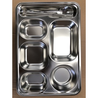 Khay chia cơm inox , khay cơm 5 ngăn ,khay cơm văn phòng