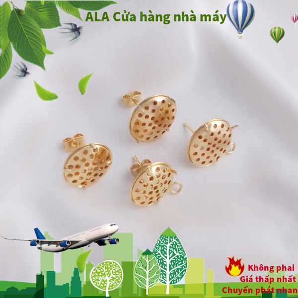 💖Đồ trang sức DIY💖Bông Tai Mạ Bạc 925 14K Hình Tròn Màu Sắc Mạ Vàng Thời Trang DIY【Hoa tai / Đinh tán tai / Phụ kiện khuyên tai】