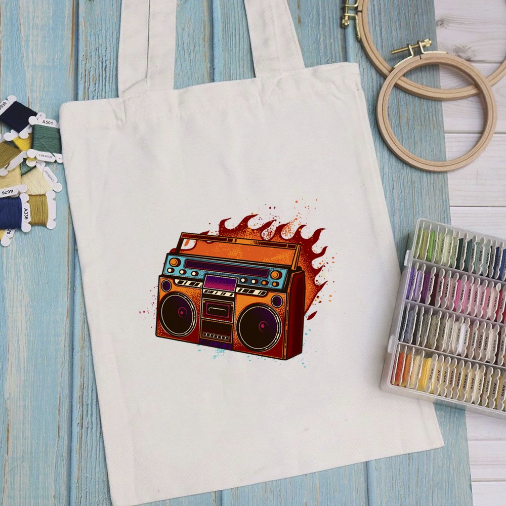 Túi vải túi Tote MUSIC - Mẫu 9 vải canvas dày đẹp cho nữ có khóa miệng đi học đi chơi. In hình theo yêu cầu