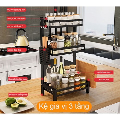 Kệ Gia Vị Nhà Bếp Lắp Ghép Đủ Phụ Kiện