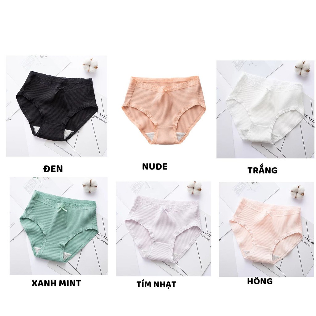 Quần Lót Nữ - Quần Lót Nữ Cotton Nữ kháng khuẩn gân tăm viền ren quyến rũ DAN STORE MÃ 1741