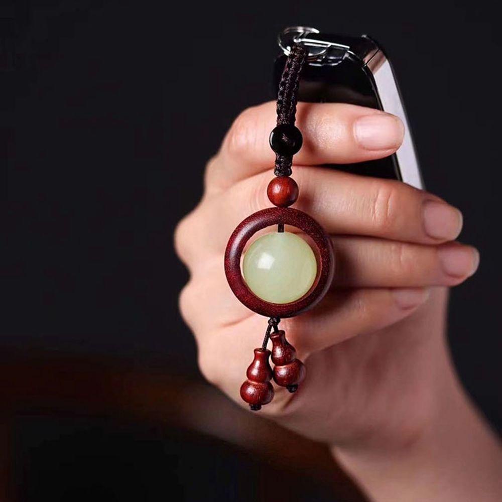 LILYES Dây Treo Điện Thoại Bằng Gỗ Đàn Hương Màu Đỏ Dạ Quang Handmade Phong Cách Trung Hoa Độc Đáo