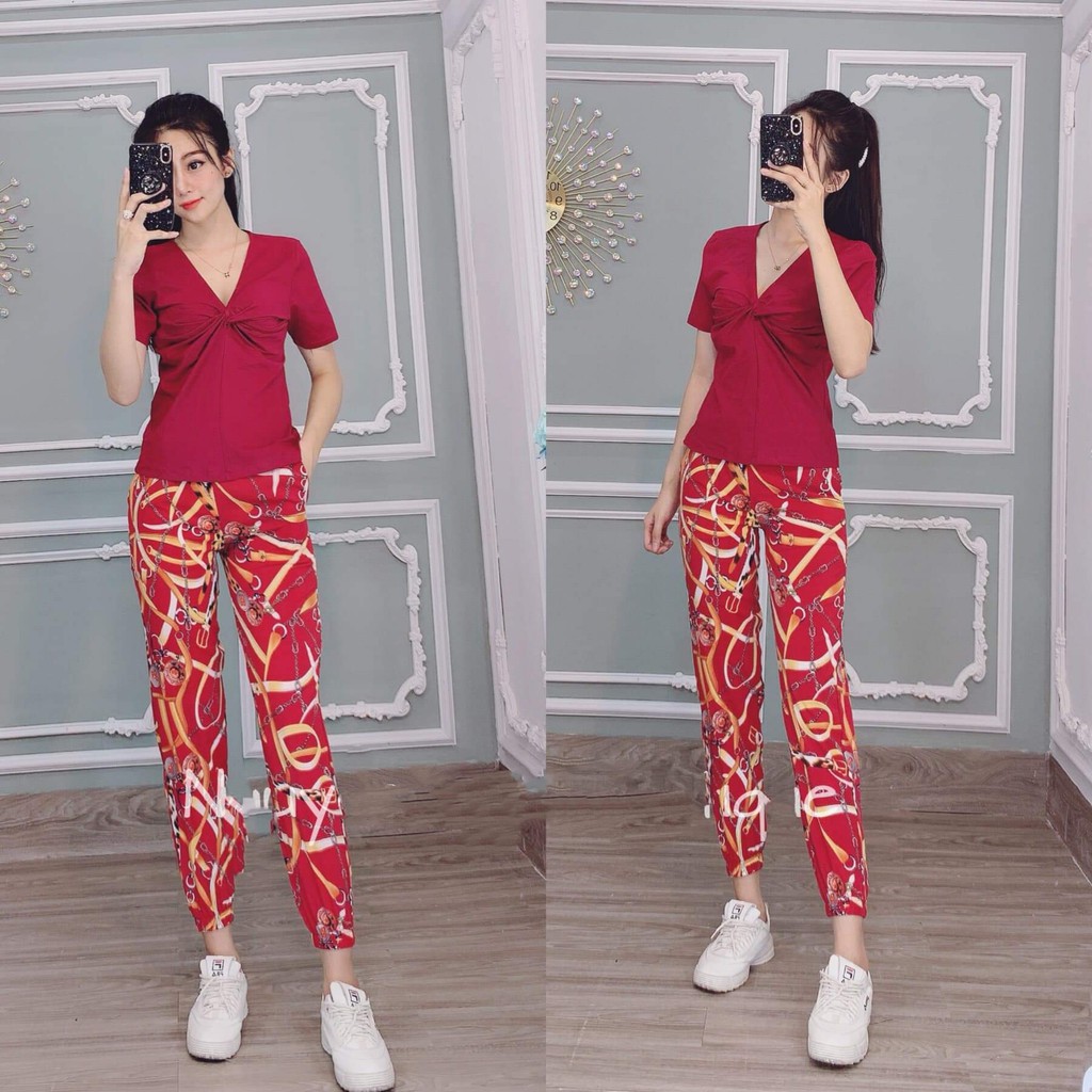 HOT DEAL Áo Thun Thái và Quần Alibaba áo Xoắn Trước Ngực