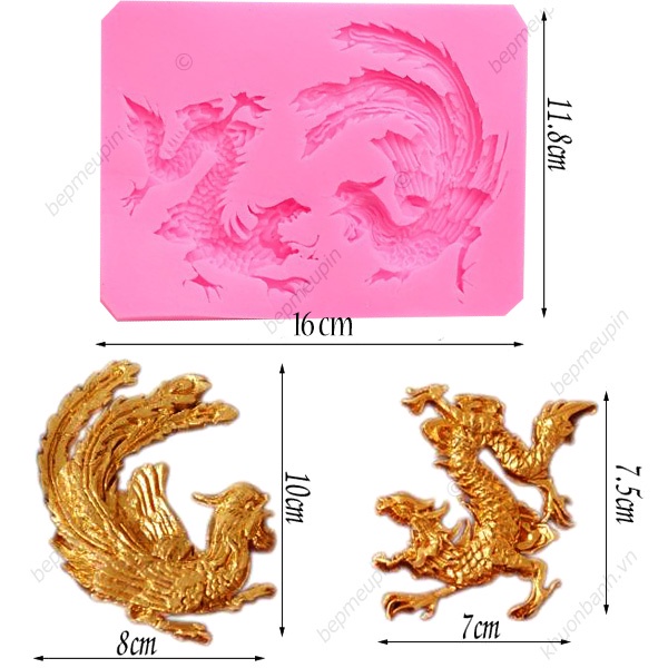 Khuôn silicon con rồng phượng làm bánh