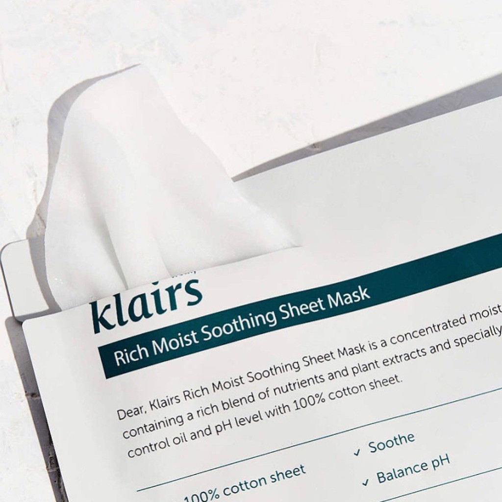 Mặt nạ Klairs Rich Moist Soothing Tencel Sheet Mask - Miss Xinh