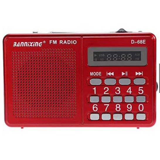 Đài FM Radio Bannixing D-68E kiêm máy nghe nhạc có cổng cắm USB và thẻ nhớ, tặng kèm pin 5C cùng dây sạc - Cô Ba Shop