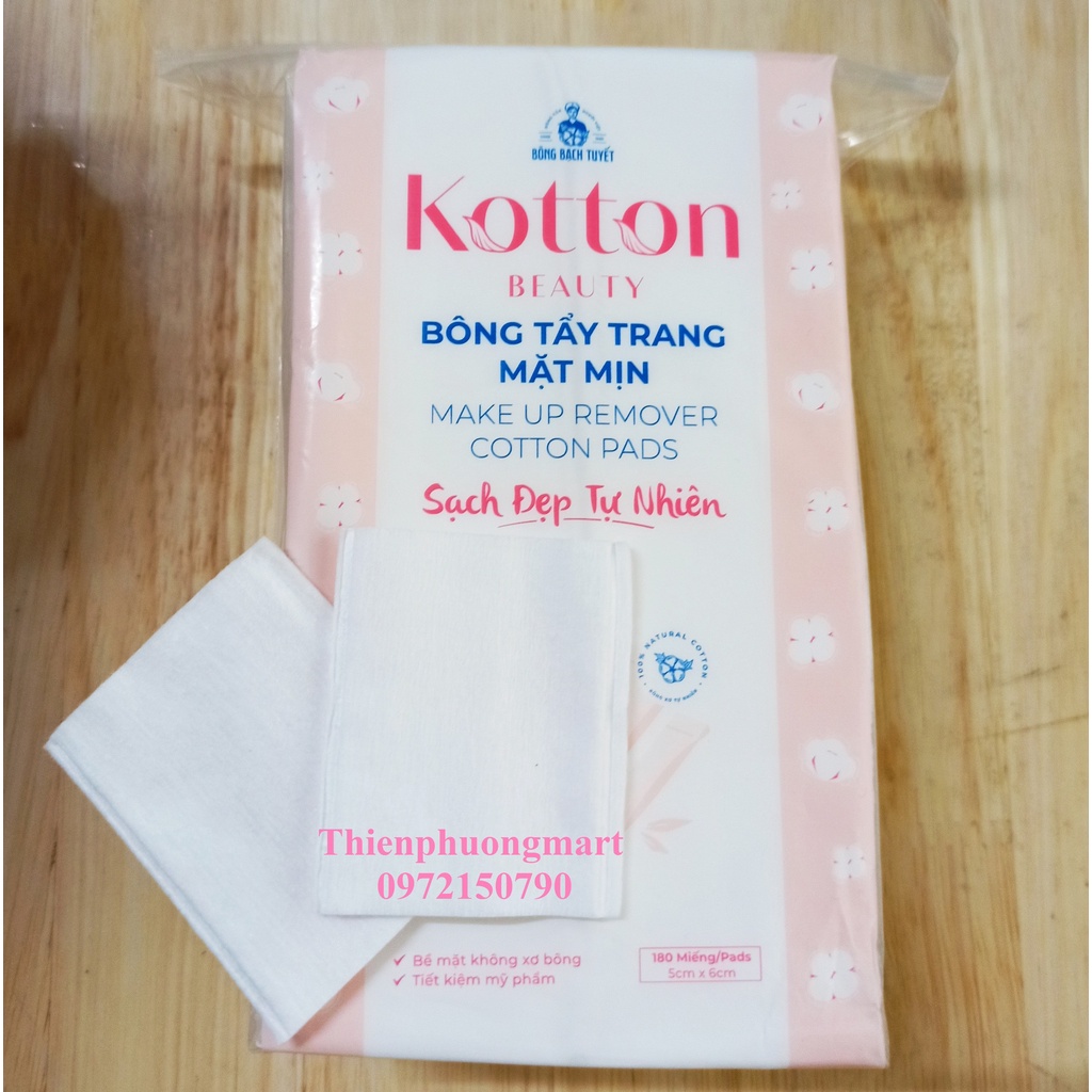 Bông tẩy trang bề mặt mịn Merilynn 180 miếng/ gói – Bông đắp Lotion mask Kotton Beauty chính hãng Bông bạch Tuyết