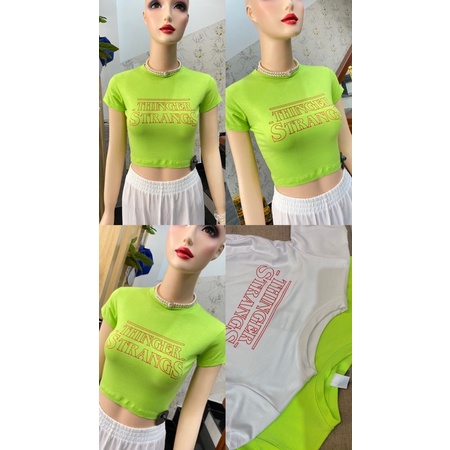 Áo croptop ôm THINGER STRANGS 🟢⚪️ Thailand