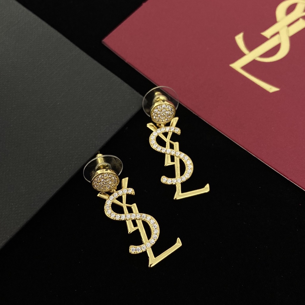 Khuyên Tai Kim Loại Bạc 925 Đính Kim Cương Không Gây Dị Ứng Phong Cách Mới Cho Nữ