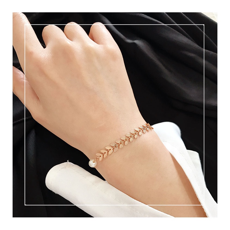 Vòng tay lắc tay nữ titan ngọc lá me H13-104A - CAM KẾT KHÔNG GỈ, KHÔNG BAY MÀU - BẢO HÀNH 12 THÁNG