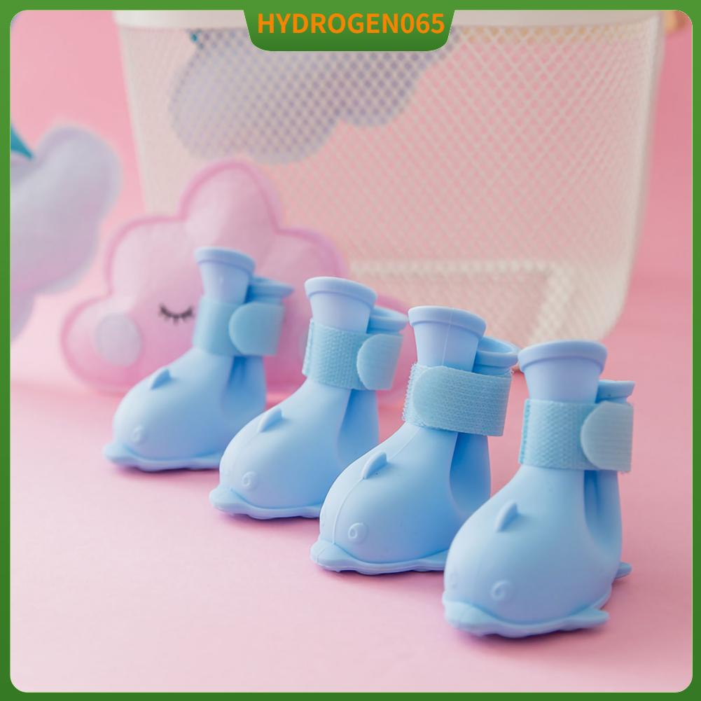 Bốt vật nuôi Dễ thương Phim hoạt hình không thấm nước Chó silicone Giày đi mưa có móc và vòng cho Pomeranian Bichon Teddy Hydrogen065