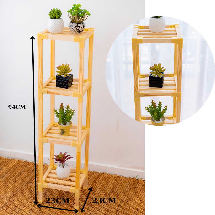 Kệ gỗ 4 tầng Tiện lợi lắp ráp gọn nhẹ