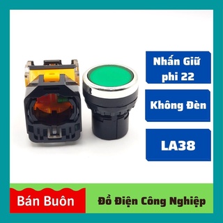 Nút nhấn giữ phi 22, nút nhấn không đèn LA38 [Màu Xanh]
