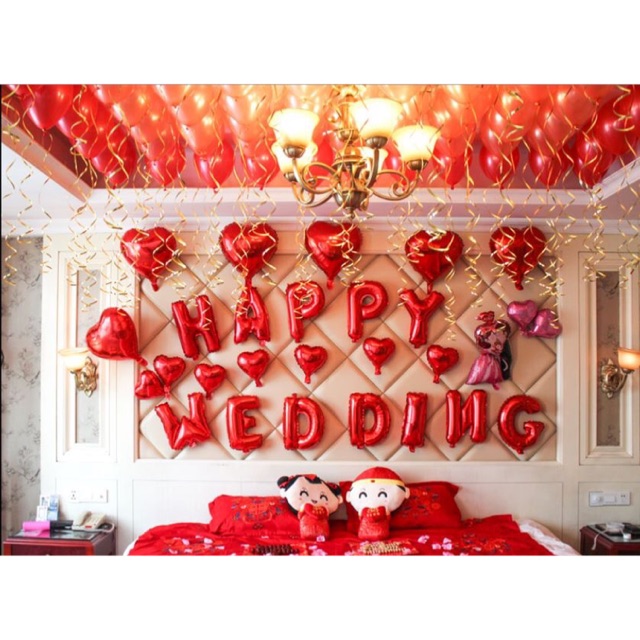 Sét bóng phòng cưới , sét chữ happy weding